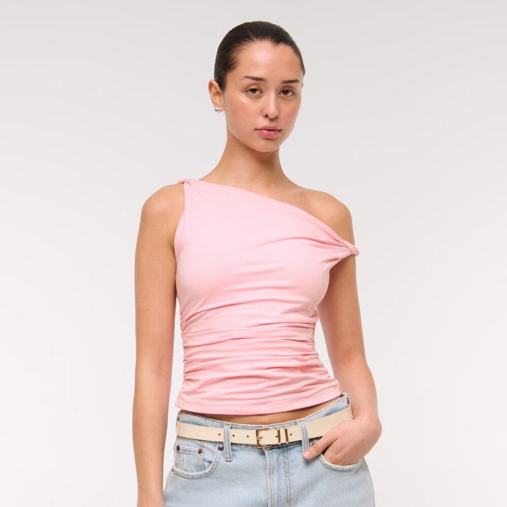 Asymmetrical Twist Top in Light Pink